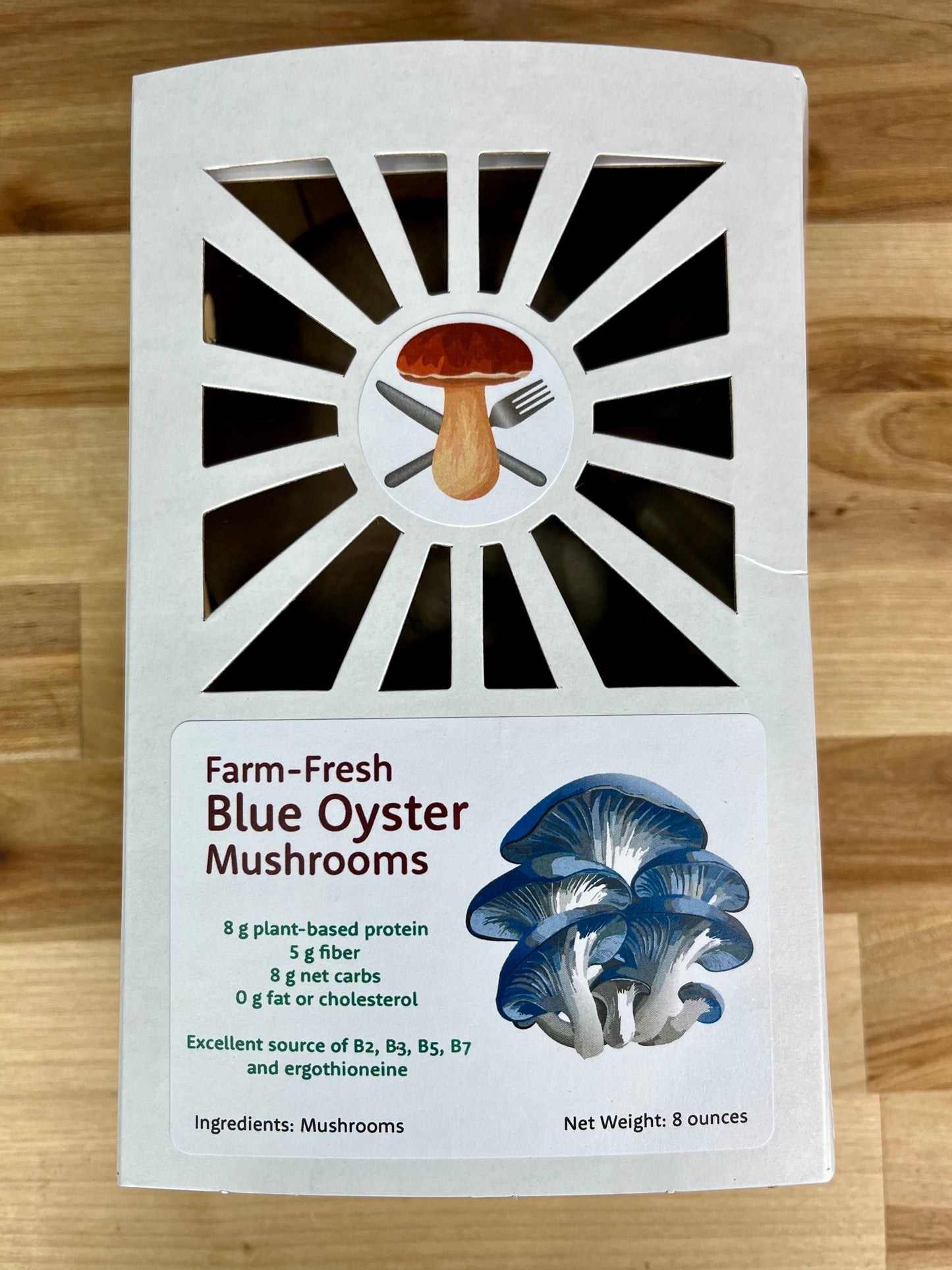 Fresh Blue Oyster Mushrooms, 8 oz.